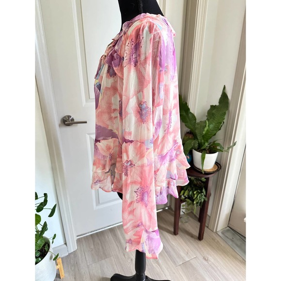 Vici Floral Ruffle Boho-Chic Blouse Size Large - Picture 4 of 10